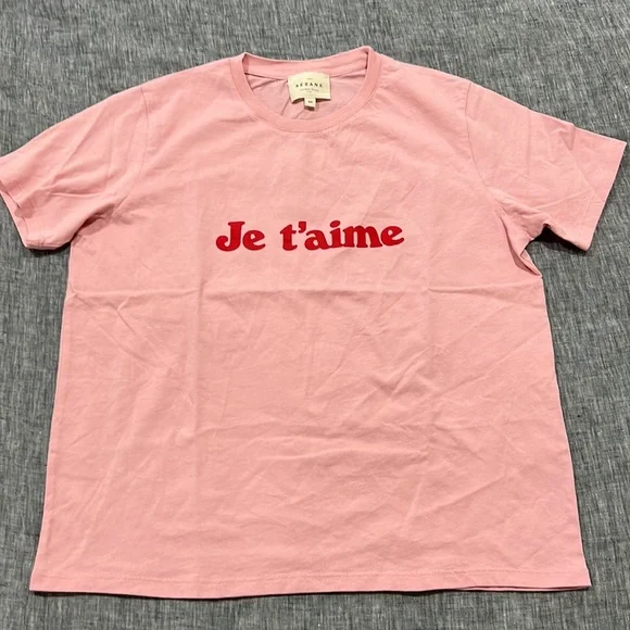 Sezane Pink Tee with Red Print - Picture 3 of 6